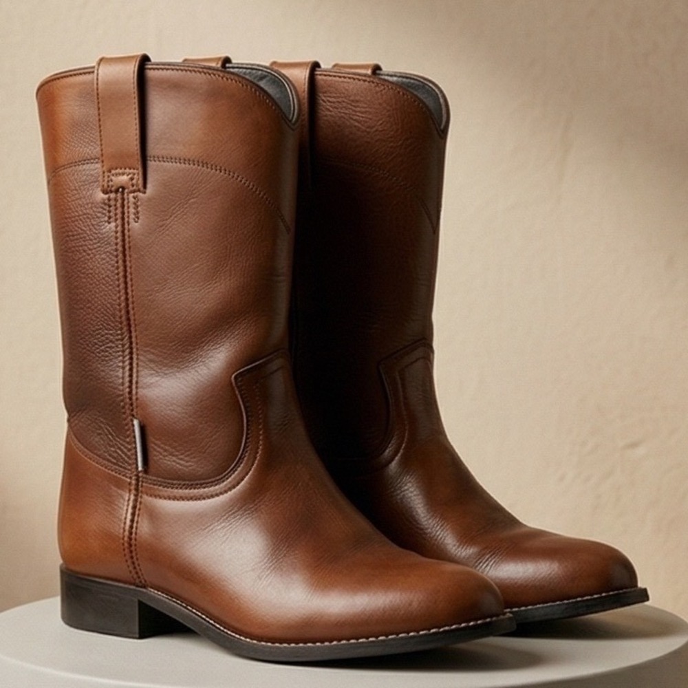 Acme Womens Brown Leather Roper Western Boots Round Toe Made in Mexico 4.5 D‎